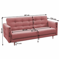 KONDELA Celočalúnená zostava 3+1+1, látka staroružová, AMEDIA