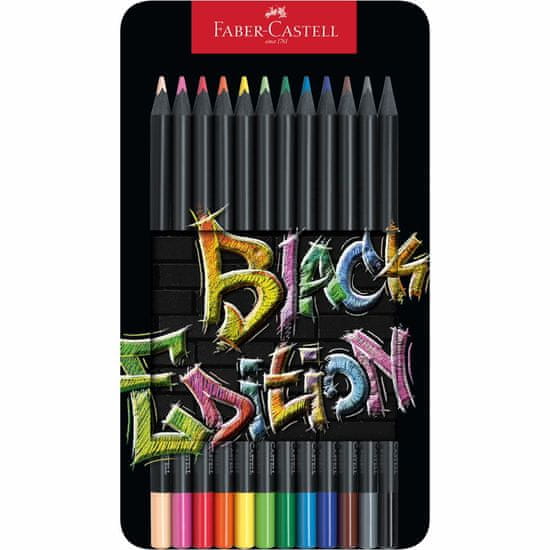 Faber-Castell Pastelky Black Edition set plech 12 farebné