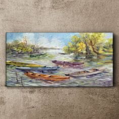 COLORAY.SK Obraz canvas Lake lode stromy obloha 140x70 cm