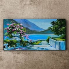 COLORAY.SK Obraz canvas Lake hory kvety 120x60 cm