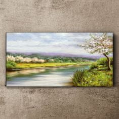 COLORAY.SK Obraz canvas Strom rieka kvety krajina 100x50 cm