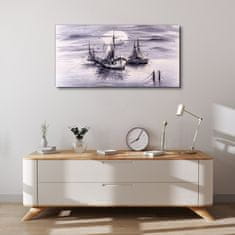 COLORAY.SK Obraz canvas Nočné mesiac morské lode 100x50 cm