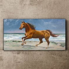 COLORAY.SK Obraz canvas Pláž pobrežie kone mora vlny 140x70 cm