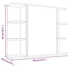 Petromila vidaXL Zrkadlová skrinka dymový dub 80x20,5x64 cm spracované drevo