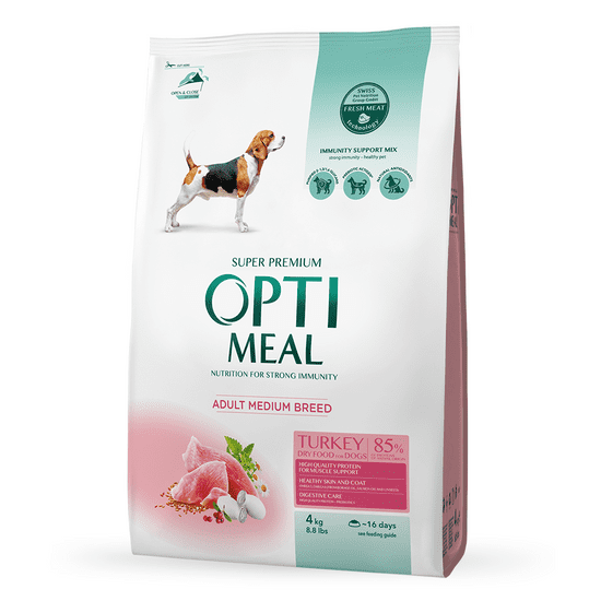 OptiMeal Superpremium 4kg pre dospelých psov stredných plemien s morčacim mäsom 4kg