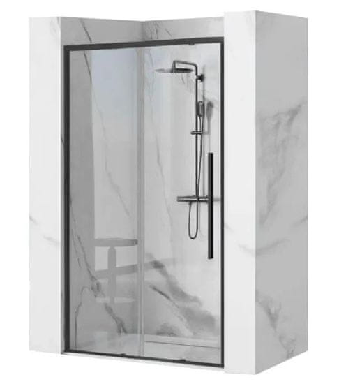 REA Solar Black, posuvné sprchové dvere 90 x 195 cm, 6mm číre sklo, čierny profil, REA-K6319