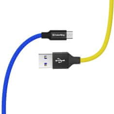 ColorWay Kábel USB MicroUSB, national, 2.4A 1m, modro-žltý