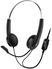 Genius HS-220U, Headset, náhlavný, drôtový, s mikrofónom, ovládanie hlasitosti, USB, čierno-strieborný