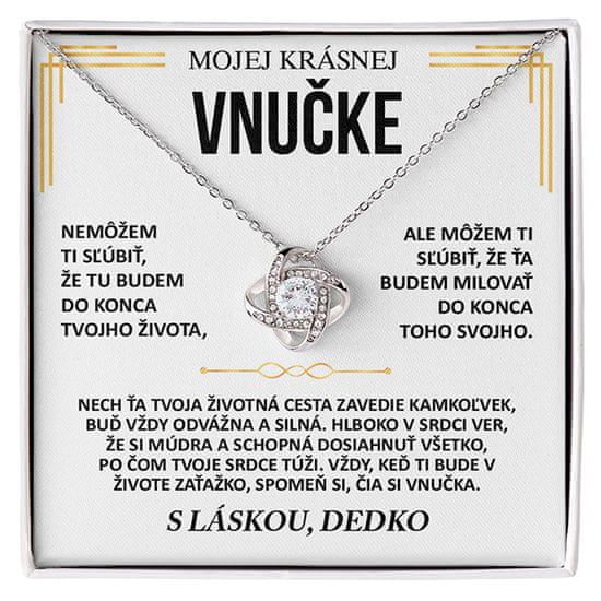 Lovilion Dámsky náhrdelník z bieleho 14k zlata so zirkónovými kryštálikmi - Mojej najkrajšej vnučke - valentínsky darček pre vnučku | ANNIE