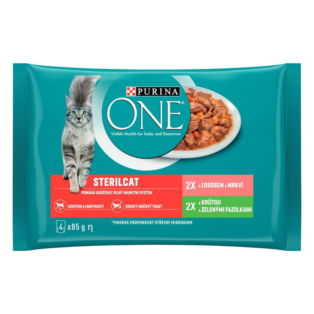 Purina ONE STERILCAT multipack morka a losos v šťave 48x85 g