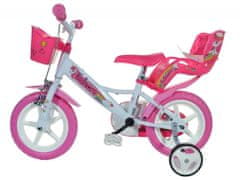 Detský bicykel Dino 124GLN biela+ružová potlač 12" 2022