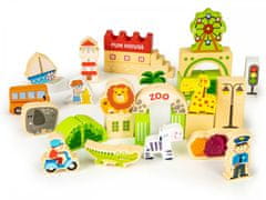 EcoToys Drevené kocky ZOO 120 kusov