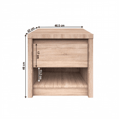 KONDELA Nočný stolík 1S, dub sonoma, NORTY TYP 13