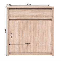 KONDELA Komoda 2D1S, dub sonoma, NORTY TYP 9