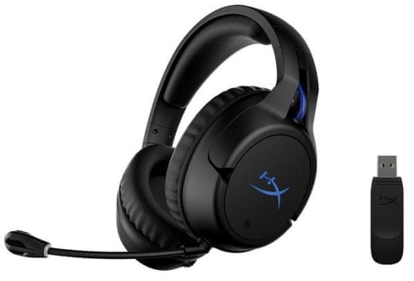 Slúchadlá Kingston HyperX Cloud Flight PS5 (4P5H6AA) 50mm meniče headset pohodlné odnímateľný mikrofón s rušením šumu hliníkový rám polstrované pohodlné náušníky zmiešavač zvuku nastavenie basov