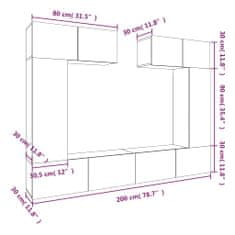 Vidaxl 6-dielna súprava TV skriniek hnedý dub spracované drevo