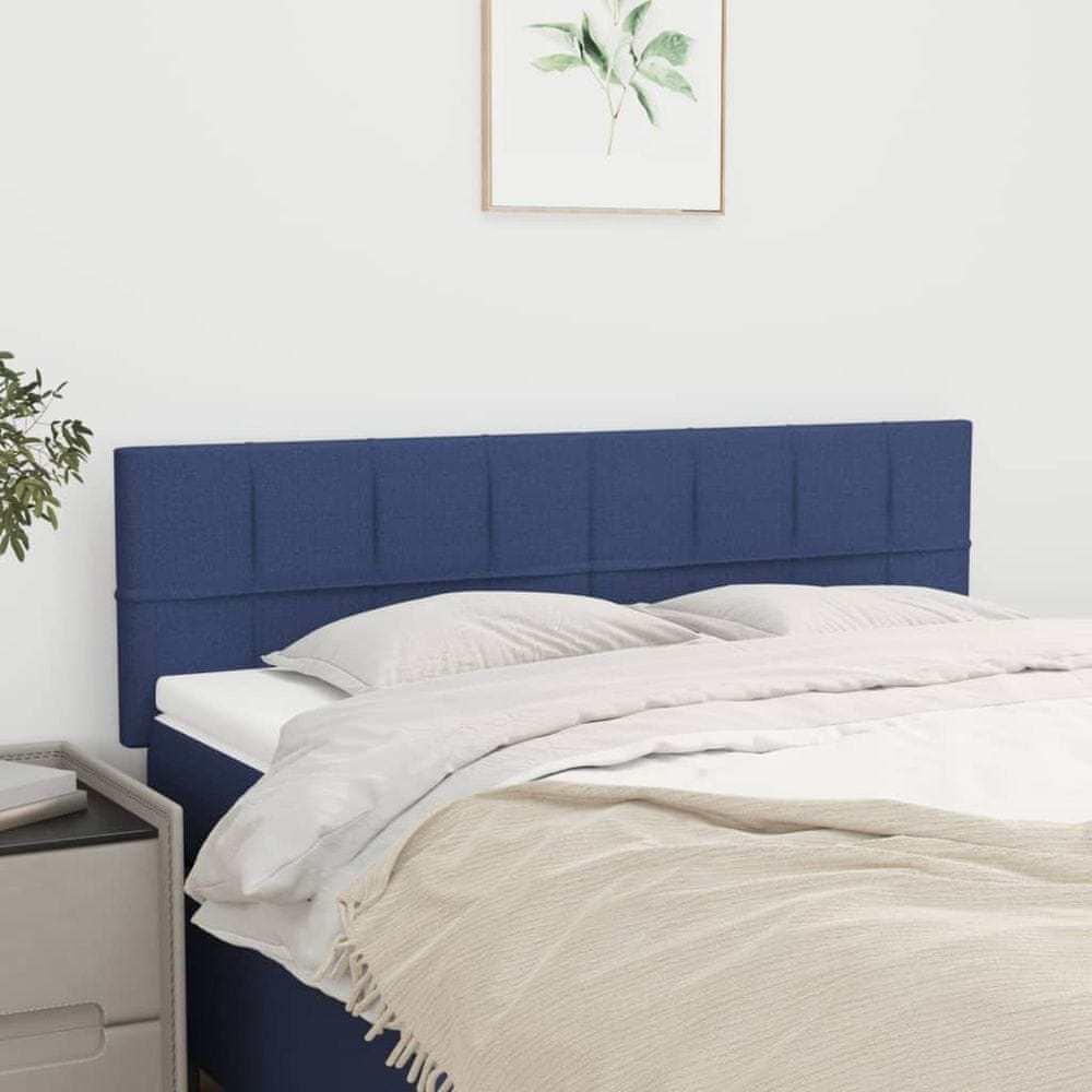 Vidaxl Čelá postele 2 ks modré 72x5x78/88 cm látka