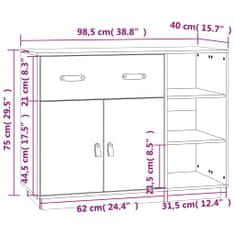 Petromila vidaXL Komoda biela 98,5x40x75 cm borovicový masív