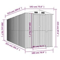 Vidaxl Záhradná kôlňa antracitová 192x523x223 cm pozinkovaná oceľ