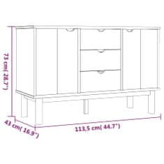Vidaxl Šatník OTTA, hnedo sivý 113,5x43x73 cm, borovicový masív