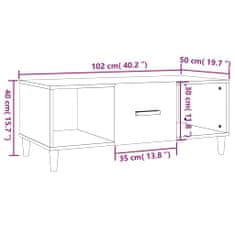 Vidaxl Konferenčný stolík biely 102x50x40 cm spracované drevo