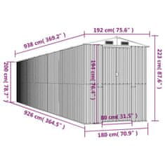 Vidaxl Záhradná kôlňa bledosivá 192x938x223 cm pozinkovaná oceľ