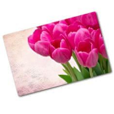Wallmuralia.sk Doska na krájanie tvrdená Ružové tulipany 2x40x52 cm