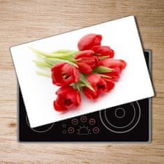 Wallmuralia.sk Doska na krájanie tvrdená Červené tulipány 2x40x52 cm