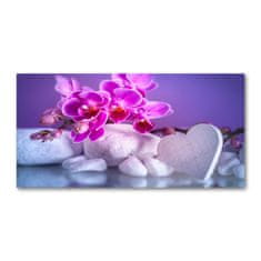 Wallmuralia.sk Foto obraz akryl do obývačky Orchidea a srdce 100x70 cm 2 prívesky