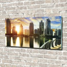 Wallmuralia.sk Moderný sklenený obraz z fotografie Dubai západ slnka 100x50 cm 2 prívesky