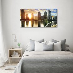 Wallmuralia.sk Moderný sklenený obraz z fotografie Dubai západ slnka 100x50 cm 2 prívesky