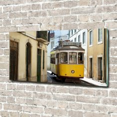 Wallmuralia.sk Foto obraz sklo tvrzené električka Lisabone 100x50 cm 2 prívesky