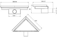 Mexen Flat rohový podlahový žľab 20 x 20, čierna (1710320)