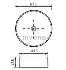 Invena Kos, keramické umývadlo na dosku 415x415x135 mm, zlatá lesklá-čierna matná, INV-CE-38-027-C