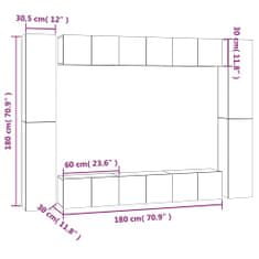 Vidaxl 10-dielna súprava TV skriniek sivý dub sonoma spracované drevo
