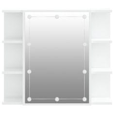 Petromila vidaXL Zrkadlová skrinka s LED lesklá biela 70x16,5x60 cm