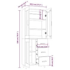 Vidaxl Vysoká skrinka lesklá biela spracované drevo
