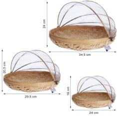 EDANTI Bambusová sieť proti hmyzu na stôl s jedlom - sada 3 kusov