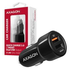 AXAGON PWC-QC5, QUICK a SMART nabíjačka do auta, 2x port QC3.0/AFC/FCP + 5V-2.6A, 31.5W