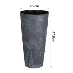 Prosperplast Kvetináč TUBUS Slim Beton, Vysoký Zahradní květináč 47,6 Cm - Antracit + Vložkou 