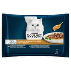 Gourmet PERLE Multipack 4x85g Gravy Delight s lososom a tuniakom v omáčke