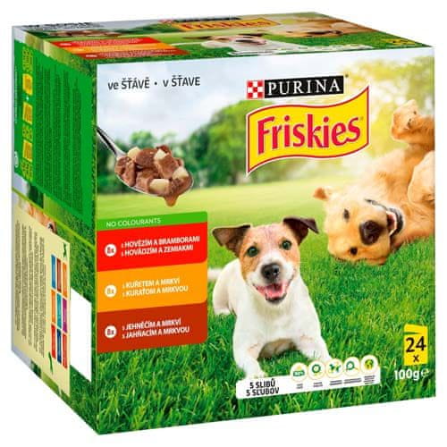 Friskies ADULT Multipack 24x100g hovädzie+kura+jahňacie v štave