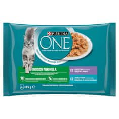 Purina ONE Multipack Indoor mini filetky s tuniakom a zelenými fazuľkami / s teľacím a mrkvou v šťave 4x85g