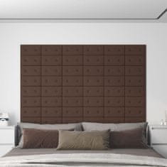 Vidaxl Nástenné panely 12 ks hnedé 30x15 cm umelá koža 0,54 m²