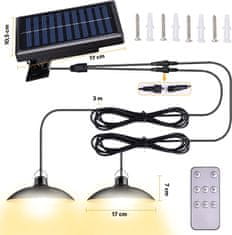 Bezdoteku LEDSolar DUO solárne závesné lampy na záhradu s diaľkovým ovládaním, iPRO, 8W, teplé svetlo