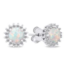 Brilio Silver Nádherný set šperkov s opálmi SET231W (náušnice, prívesok)