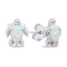 Brilio Silver Hravý strieborný set šperkov s opálmi Korytnačka SET235W (náušnice, prívesok)
