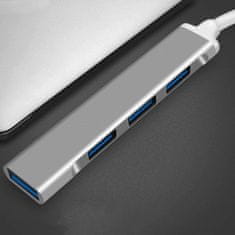 Northix USB-C Hub so 4 portami – strieborný 