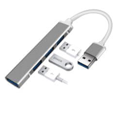 Northix Rozbočovač USB 3.0 so 4 portami – strieborný 