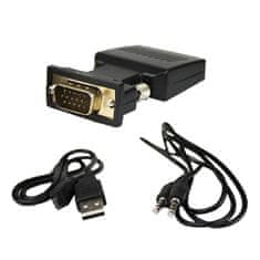 Northix Adaptér VGA na HDMI s 3,5 mm audio jackom 